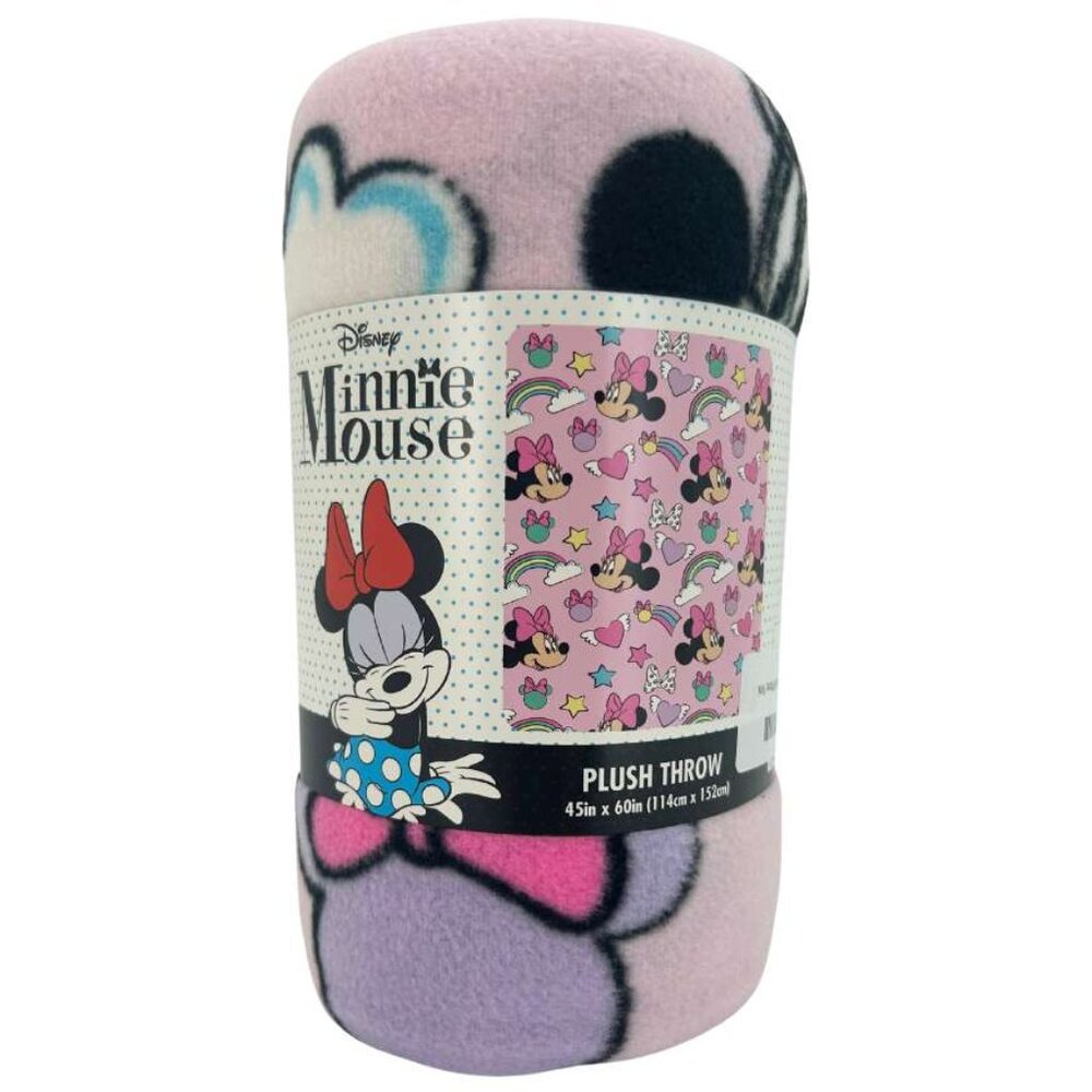 Disney Minnie Mouse Pink Plush Throw Blanket / 45" x 60"